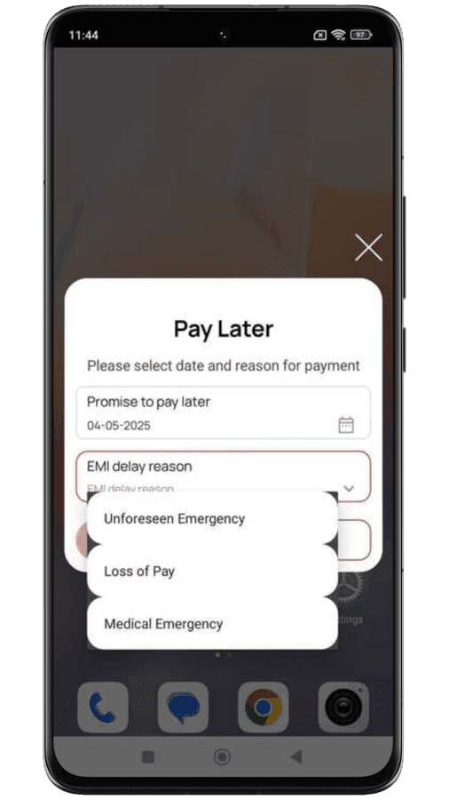 Phone Screen 3 - Select Reason